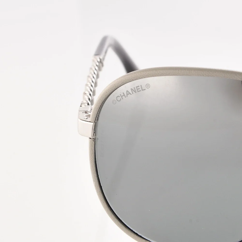 CHANEL Pilot Gray Calfskin Sunglasses 4219-Q